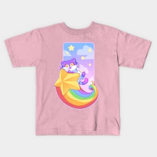 Kawaii Cat Rainbow Cat Adorable Rainbow Cat Cute Gift For Cat Lover Kids T-Shirt